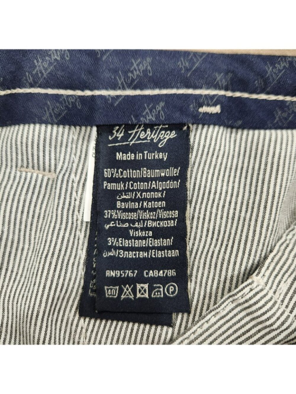 VTG 34 Heritage Verona Mid Rise Slim Leg Pants Mens Tag 31x34 Fits 32x27 Beige - Picture 9 of 14